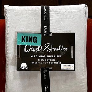 Dwell Studio KING Size GREY Sheet Set - 100% Cotton Percale - Solid Light Gray